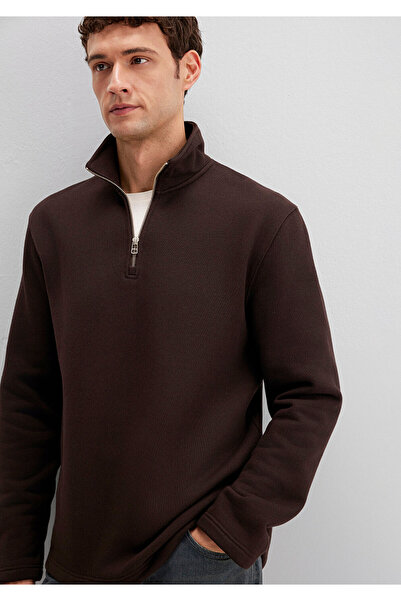 Mavi 0S10519 Herren-Sweatshirt mit halbem Reißverschluss BRAUN