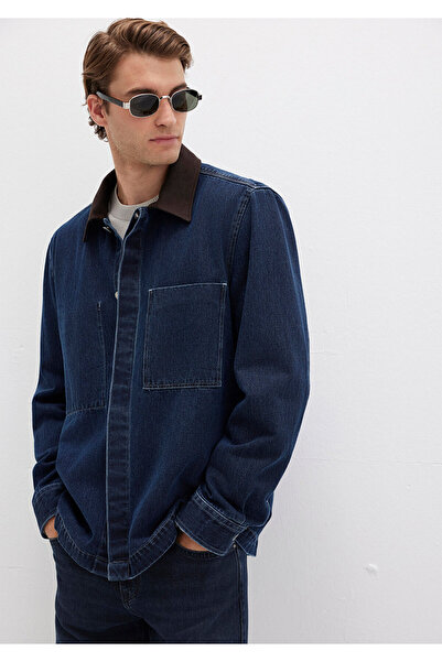 Mavi Marineblaues Jeanshemd mit Kragen-Detail, reguläre Passform / normale Sc...