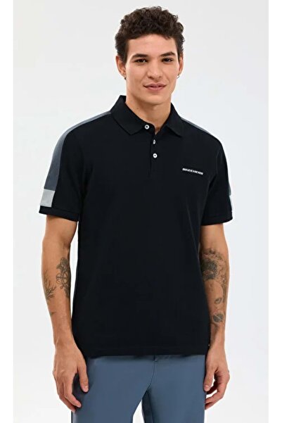 SKECHERS S221047 M Color Block Detail Polo Yaka T-Shirt Erkek Tişort SİYAH