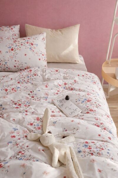 Sheri Home Tekstil Lastikli Çarşaflı Tek Kişilik Nevresim Takımı KIRÇİÇEKMODEL8892