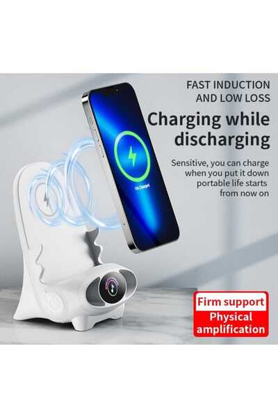 OEM Incarcator wireless 3 in 1, suport telefon, difuzor aroma, USB-Type C, alb