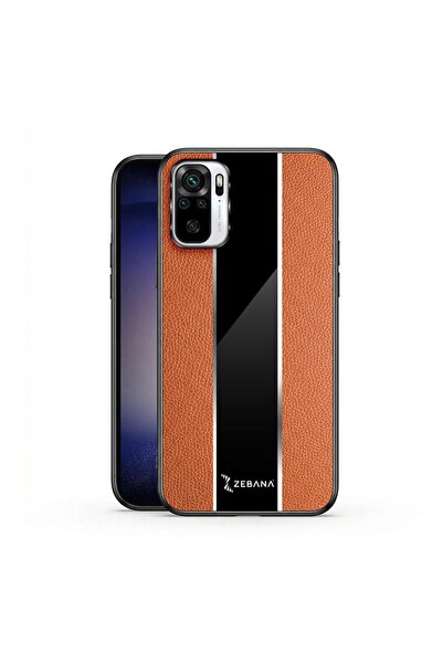 Zebana Xiaomi Redmi Note 10S Uyumlu Kılıf Premium Deri Kılıf Kahverengi
