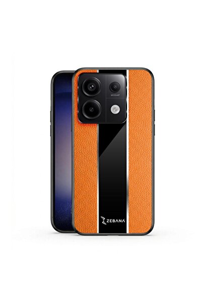 Zebana Xiaomi Redmi Note 13 Pro 5G Uyumlu Kılıf Premium Deri Kılıf Turuncu