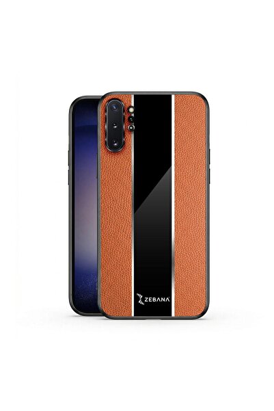 Zebana Samsung Galaxy Note 10 Plus Uyumlu Kılıf Premium Deri Kılıf Kahverengi