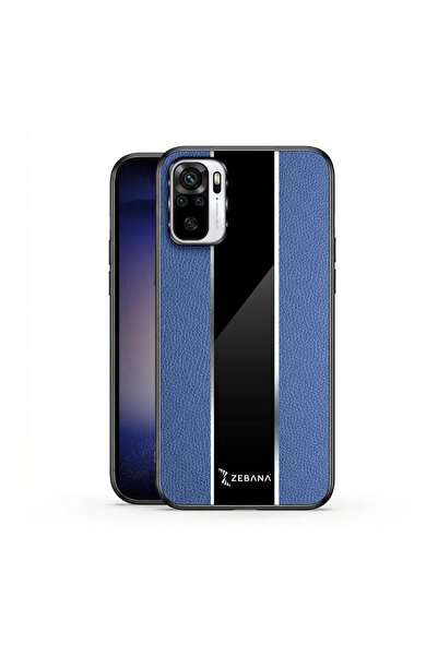 Zebana Xiaomi Redmi Note 10 Pro Uyumlu Kılıf Premium Deri Kılıf Mavi