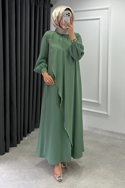 Abiye Diyarı Γυναικείο φόρεμα ναζέντε από ύφασμα κρεπ με πέρλες και πέτρες - ...