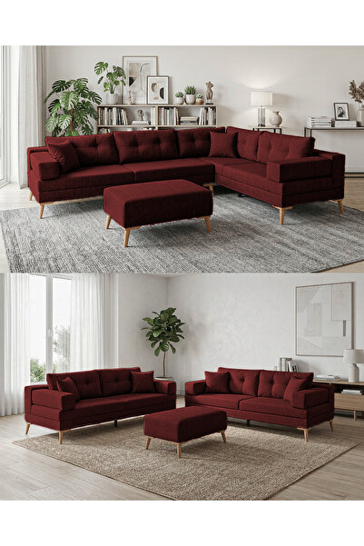 Velura Home & Living Zeri Modüler Yataklı Koltuk Takımı & 2 Adet Üçlü Kanepe ...
