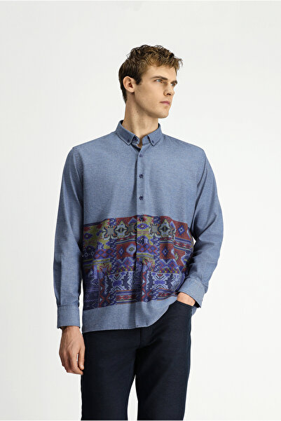 Kiğılı Long Sleeve Regular Fit Sport Cotton Button-Down Collar Easy-Iron Prin...