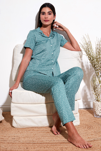 Lela Σετ πιτζάμες με κανονική εφαρμογή, γιακά πουκάμισου και κοντό μανίκι 657...