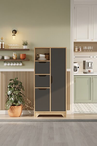 Yurupa Libra 8 Raflı Çok Amaçlı Dolap 2 Kapaklı 2 Çekmeceli Kiler Mutfak Dola...