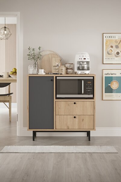 Yurupa Latte Serisi Kahve Köşesi Çok Amaçlı Dolap Mutfak Dolabı Sepet-Antrasi...