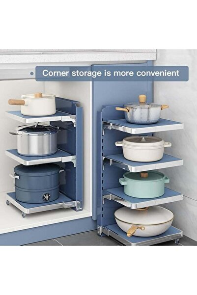 Arabest 3-Tiers Pot & Pan Organizer Rack,Height Adjustable,Space-Saving Cookw...
