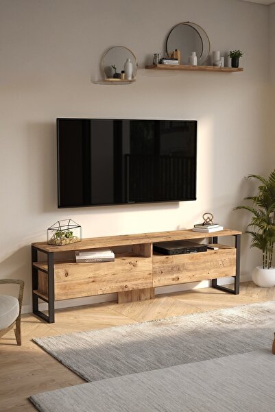 Yurupa EL19 Elanor 180cm Metal Tv Ünitesi Tv Sehpası 2 Kapaklı ELA19-A