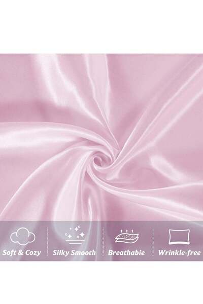 Arabest Envelope Closure Pillowcase, Imitation Silk Satin, Solid Color Pink, ...
