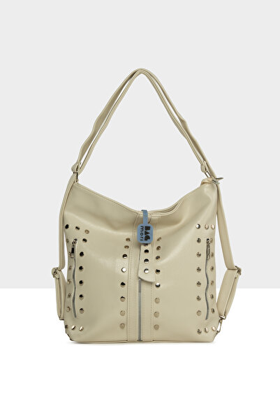 Bagmori Κρεμ γυναικείο σακίδιο πλάτης με λεπτομέρειες Trok και λουράκια M0000...