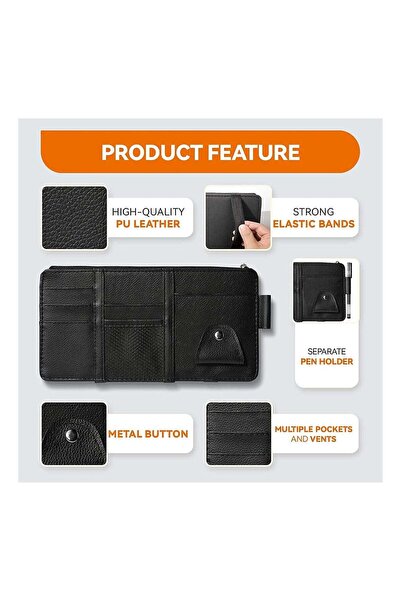 Arabest PU Leather Car Sun Visor Organizer,Multi-Functional Storage,Clear Vis...
