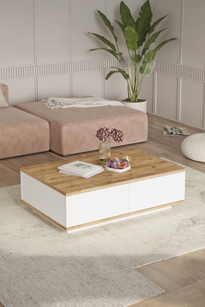 Yurupa Aven Orta Sehpa 60x90cm 2 Kapaklı Çam-beyaz AVE14-AW