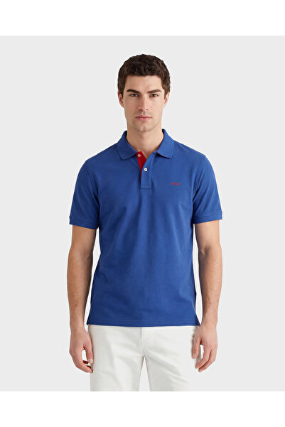 Gant Erkek Mavi Regular Fit Polo Yaka T-Shirt