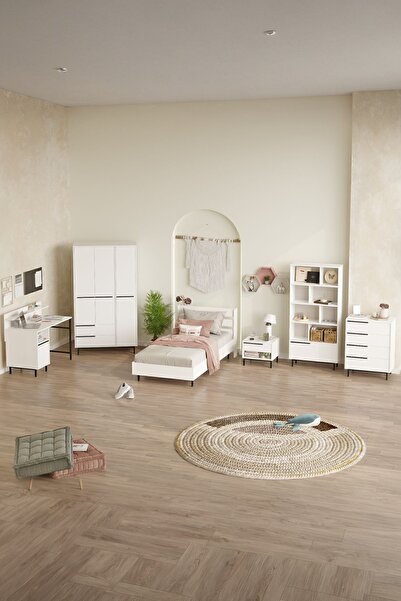 Yurupa Bohem Genç Odası Takımı 6'lı Set Beyaz BOH26-W