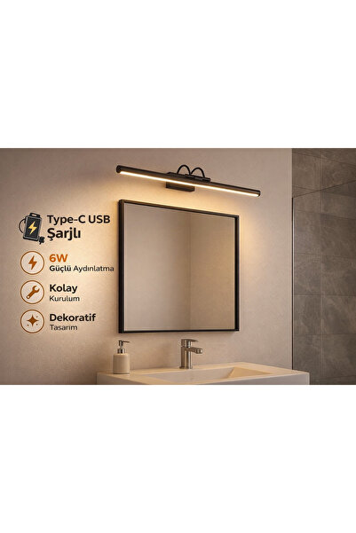ÖZER LİGHT 35CM / USB Sarjlı Resim / Tablo / Ayna Üstü / Banyo / Ledli Aplik ...