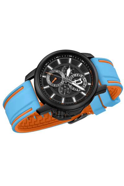 Police Men's Watch Black Dial With Blue Silicone Strap - PEWJQ0005104 ||44MM