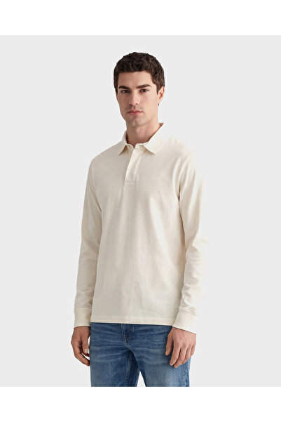 Gant Erkek Krem Regular Fit Logolu Polo Yaka Rugby T-Shirt