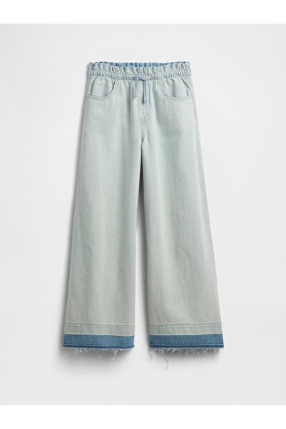 GAP Kız Çocuk Açık Mavi Mid Rise SuperLight Pull-On Baggy Jean Pantolon