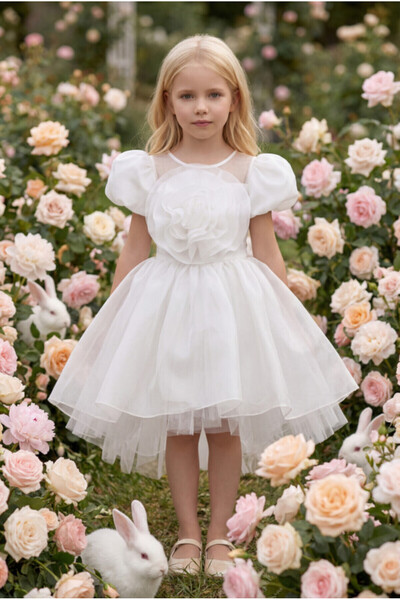 Pamina Girl's Floral Patterned Satin Evening Dress Birthday Dress 3-4-5-6-7 Y...