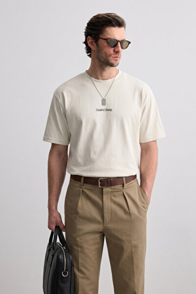 The Champ Clothing Ανδρικό μπλουζάκι Oversize Creative Chmp με στάμπα εκρού –...