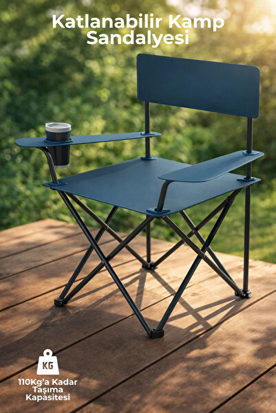 Nandy Home Katlanabilir Kamp Sandalyesi - Bardak Tutuculu - Taşınabilir Outdo...