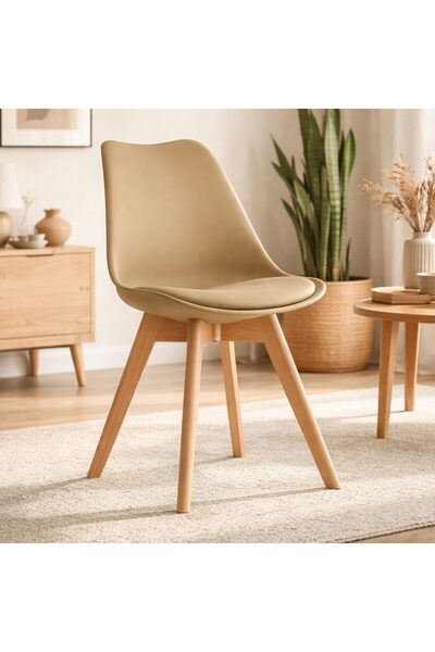 Artool Scaun bucatarie/living, Artool, Mark, PP bej, picioare lemn natur, 49x...