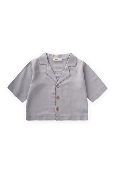 Cigit Λινό Μπουφάν με Χοντρή Ταν Ραφή 2-7 Ετών Α Γκρι