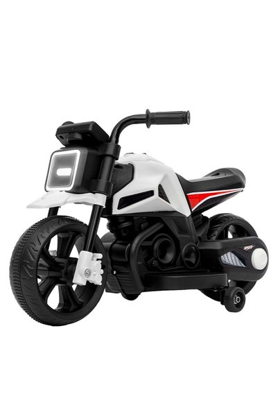 Cyrax Motocicletă electrică cu 2 roți mari și 2 roți ajutătoare, 3 ani+, Alb ...