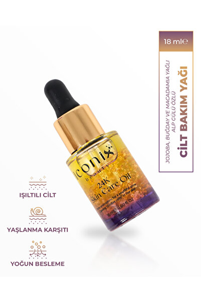 İCONİX BEAUTY 24k Cilt Bakım Yağı Skin Care Oil - Jojoba, Buğday Ve Macadamia...