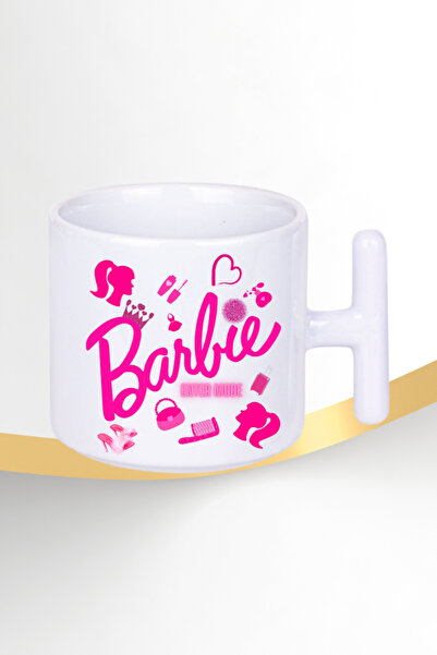 CAİSYA Enter Mode Barbie Baskılı T Saplı Kupa Bardak Porselen Çay Kahve Fincanı