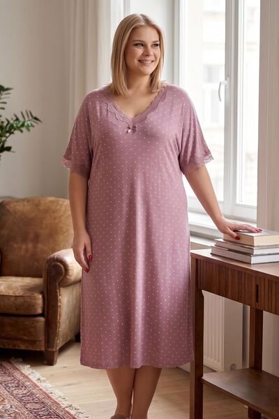 Cotpark Large Size Viscose Elastane Fabric Lace Piece Short Sleeve Patterned ...