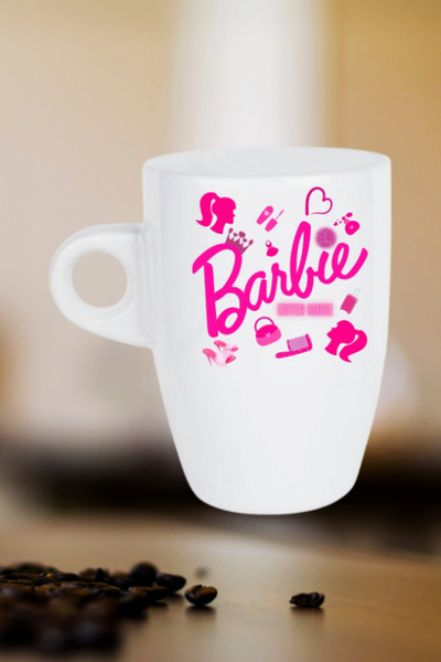 CAİSYA Enter Mode Barbie Baskılı Kupa Bardak Porselen Latte Filtre Kahve Fincanı