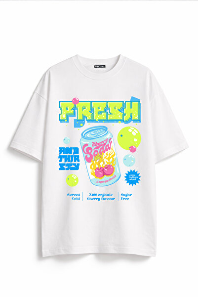 Vatkalimon Unisex 100% οργανικό βαμβάκι Oversize Λευκό μπλουζάκι με στρογγυλή...