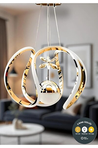 Lzy Avize Store Tek Toplu Amissos Gold 3 Renk Sarkıt Avize Salon, Yemek Masas...
