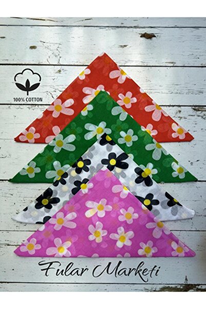 Fular Marketi 100% βαμβάκι 4 τεμάχια μπαντάνα με σχέδιο Daisy Benetton Πορτοκ...