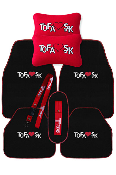 TUSBA MARKET Tofaş 5 Parça Nakışlı Siyah Oto Halı Paspas / Tofaş Araç Seyahat...