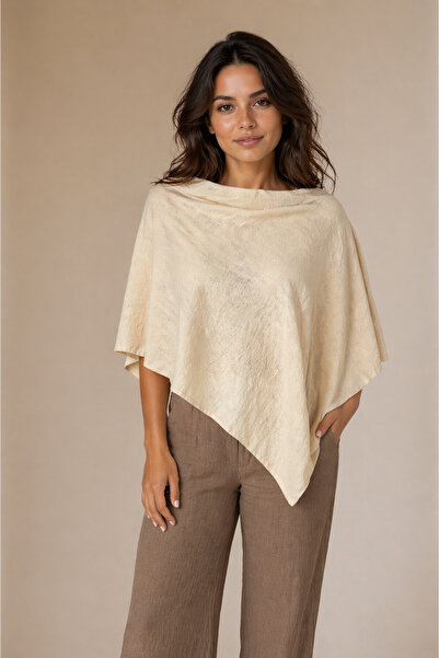 Sebir Moda Ασύμμετρο λινό πόντσο