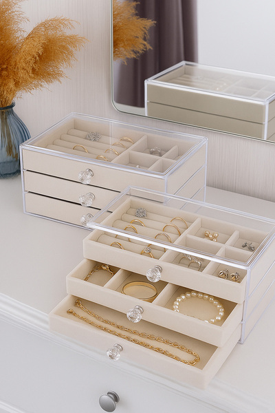 Ecrou Organizator modern cu 3 sertare pentru bijuterii, cutie de bijuterii, a...