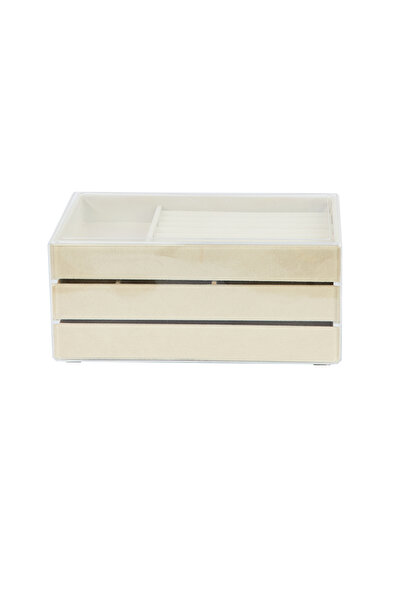 Ecrou Modern 3 Çekmeceli Takı Bijuteri Mücevher Kutusu Organizer Düzenleyici Beyaz 13 X 23 X 10 cm