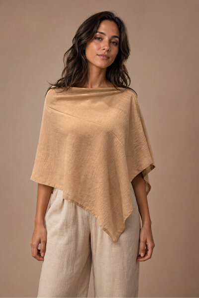 Sebir Moda Ασύμμετρο λινό πόντσο