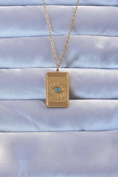Clariss 316L Gold Color Embroidered Evil Eye Model Vintage Necklace