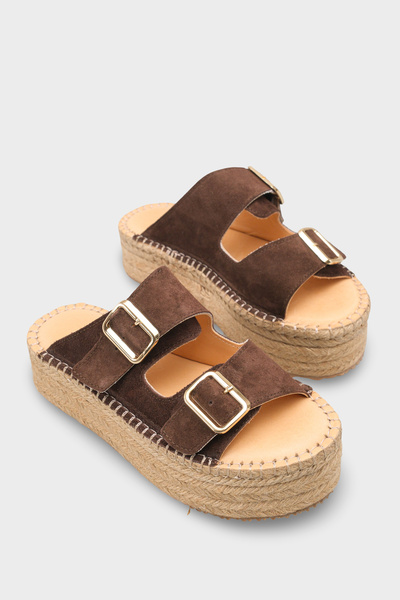 Capone Outfitters Γυναικείες παντόφλες Joellyn από γνήσιο δέρμα σουέντ με σόλ...