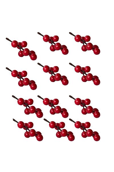 partidolu 12 τεμάχια Holly Berry Cherry Branch Kokina Στολίδι Χριστουγεννιάτι...