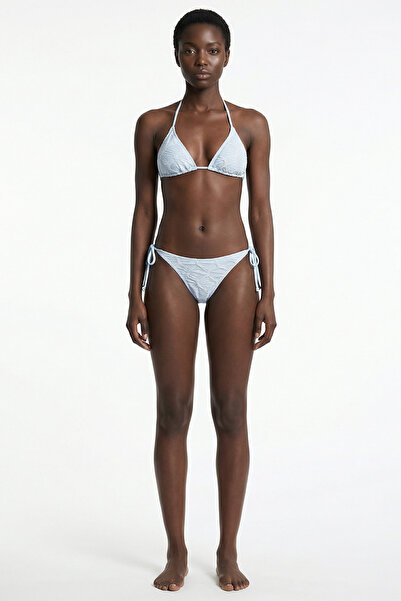 AQUELLA Self-Textured Baby Blue Triangle Bikini Set