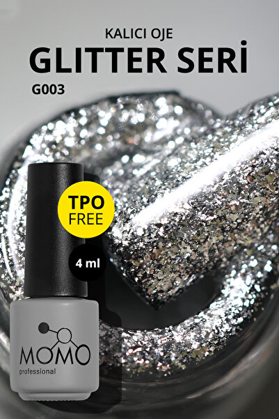 MOMO professional Glitter Kalıcı Oje G003 Yoğun Gümüş Parıltılı 4 ml